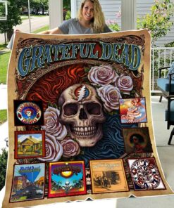 Grateful Dead Skull Floral Idea Sherpa Fleece Blanket Gifts for Family, for Couple