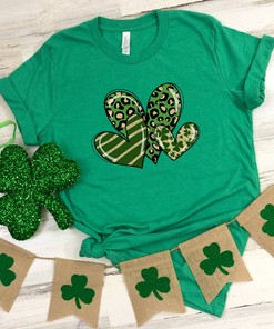 3 Heart Patrick Day Shirt, Patrick Day Gnomes Shirt, St. Patricks Day Shirt, Shamrock Lucky, Four Leaf Clover, Shamrock, Irish Shirt
