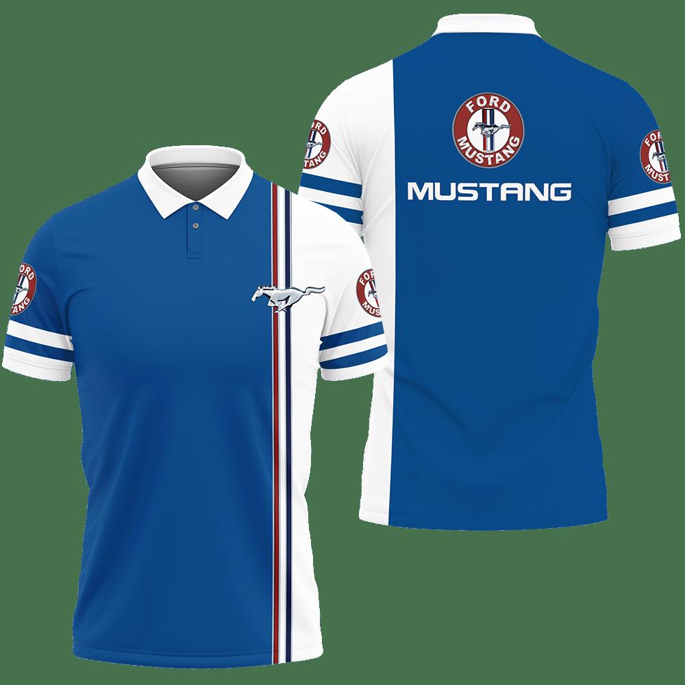 3D Printed Ford Mustang PVT-VA Polo Shirt Ver 1 (Blue)