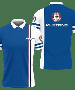3D Printed Ford Mustang Pvt-Va Polo Shirt Ver 2 (Blue)