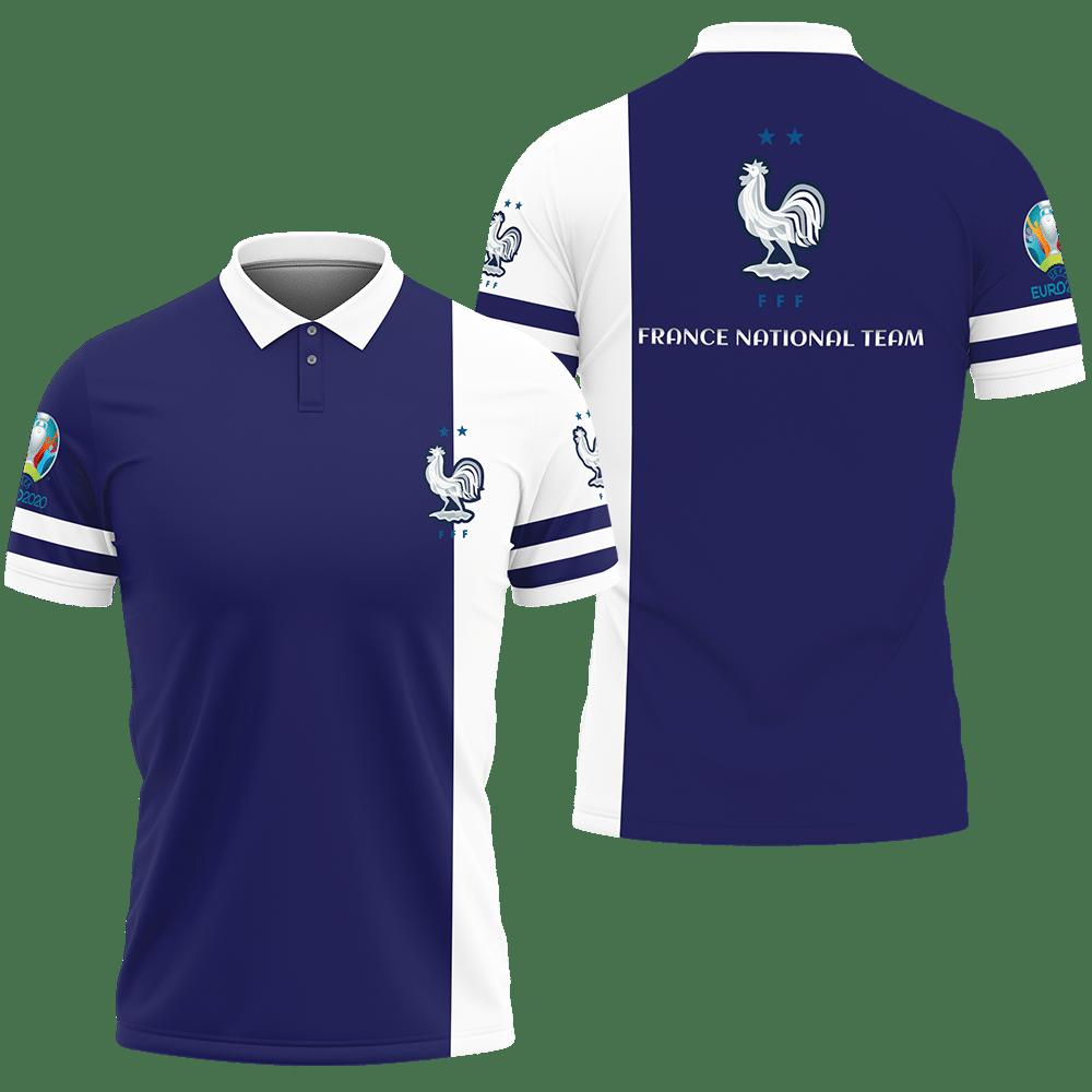 3D Printed France National Football Team Tnt-Va Polo Shirt Ver 1 (Blue)