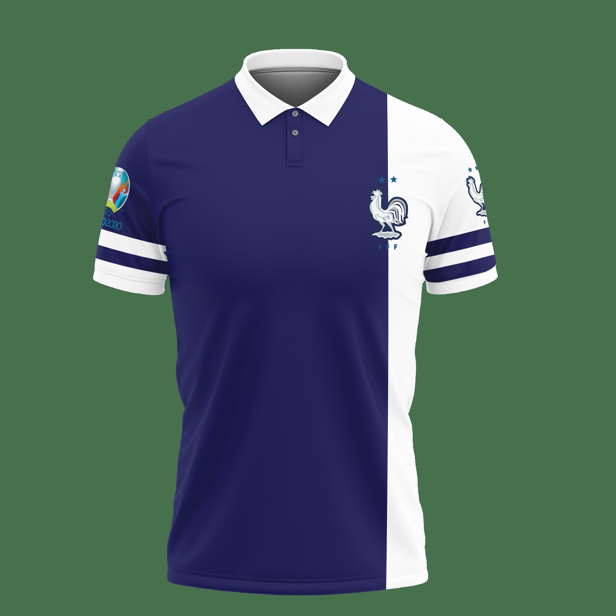 3D Printed France National Football Team Tnt-Va Polo Shirt Ver 1 (Blue) - Image 2