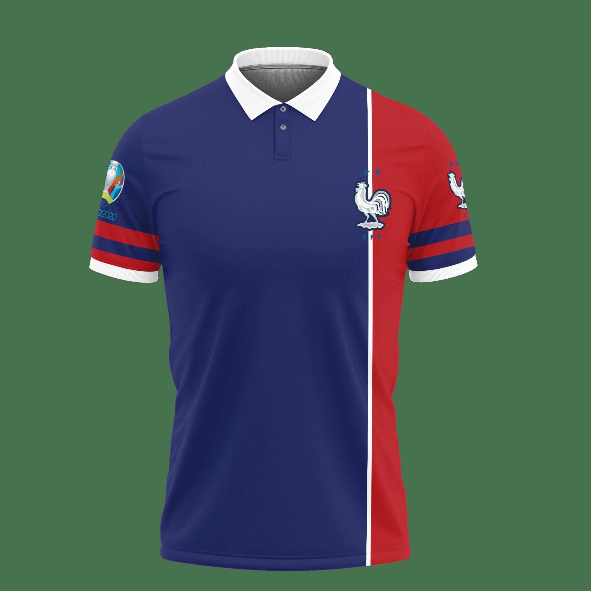 3D Printed France National Football Team Tnt-Va Polo Shirt Ver 1 (Red) - Image 2