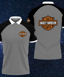 3D Printed Harley Davidson AN-HT Polo Shirt Ver 2 (Grey)