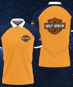 3D Printed Harley Davidson AN-HT Polo Shirt Ver 2 (Orange)