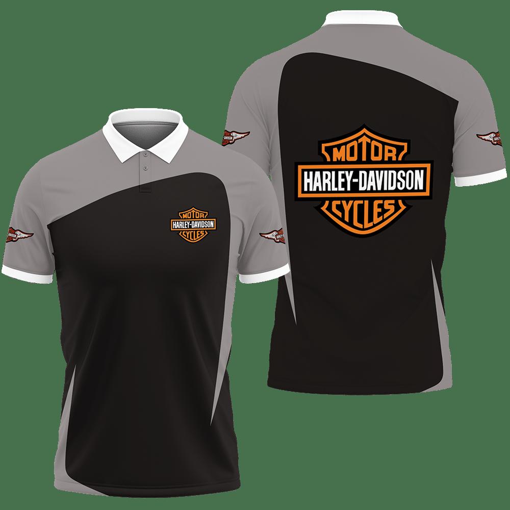 3D Printed Harley Davidson AN-NH Polo Shirt Ver 1 (Grey)