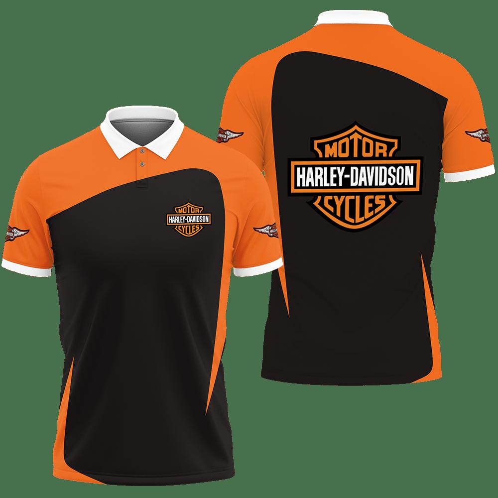 3D Printed Harley Davidson AN-NH Polo Shirt Ver 1 (Orange)