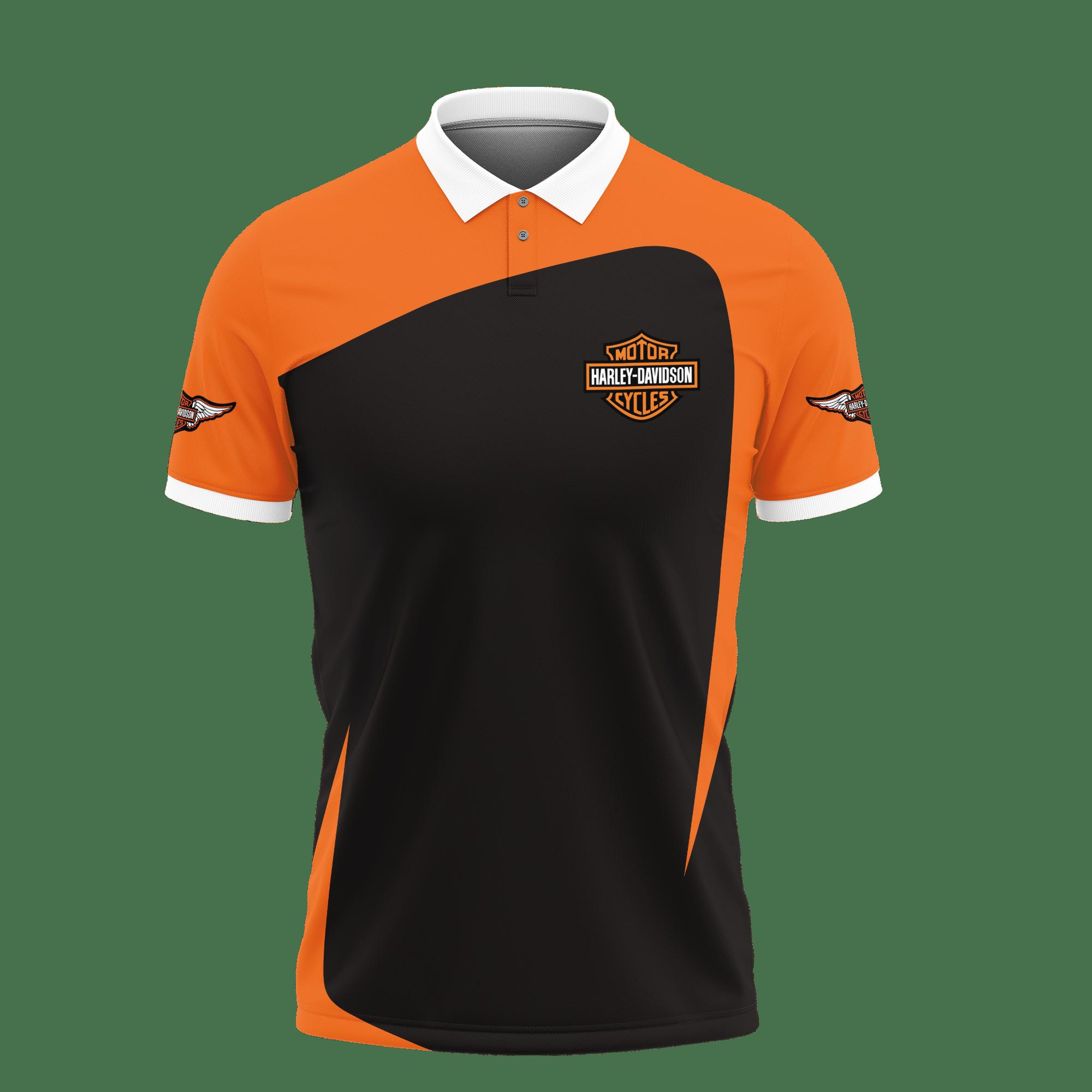 3D Printed Harley Davidson AN-NH Polo Shirt Ver 1 (Orange) - Image 2