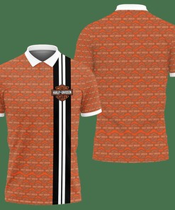 3D Printed Harley Davidson AN-NH Polo Shirt Ver 2 (Orange)