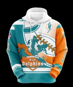 3D Printed Miami Dolphins NFL Zip-Up Hoodie - Fan Gift