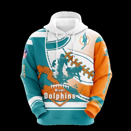 3D Printed Miami Dolphins NFL Zip-Up Hoodie - Fan Gift