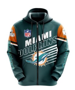 3D Printed Miami Dolphins Zip-Up Hoodie - Gift for Fans