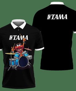 3D Printed TAMA Drums DVT-LT Polo Shirt Ver 2 (Black)