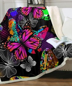 3d Butterflies Quilt Blanket Bedding Set for Home Décor