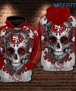 49ers Floral Skull Hoodie 3D San Francisco 49ers Gift