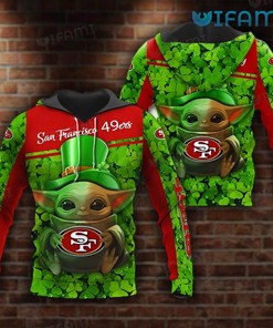 49ers Hoodie 3D Baby Yoda St. Patrick’s Day Brown San Francisco 49ers Gift