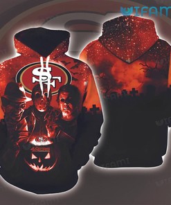 49ers Hoodie 3D Freddy Jason Michael Myers Pumpkin San Francisco 49ers Gift
