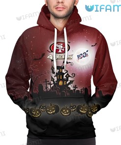 49ers Hoodie 3D Halloween Pumpkin 100 San Francisco 49ers Gift