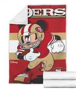 49ers Mickey Football Sherpa Fleece Blanket Gifts for Family, for Couple