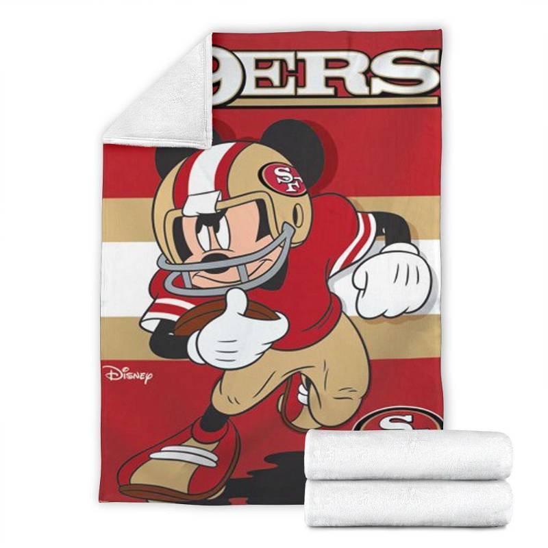 49ers Mickey Football Sherpa Fleece Blanket Gifts for Family, for Couple
