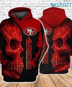 49ers Red Skull Hoodie 3D San Francisco 49ers Gift
