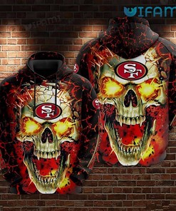 49ers Skull Hoodie 3D Broken Skull San Francisco 49ers Gift