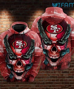 49ers Skull Hoodie 3D Chained Skull San Francisco 49ers Gift