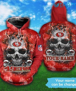 49ers Skull Hoodie 3D Custom Name San Francisco 49ers Gift