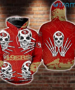 49ers Skull Hoodie 3D Halloween Multi Skull San Francisco 49ers Gift