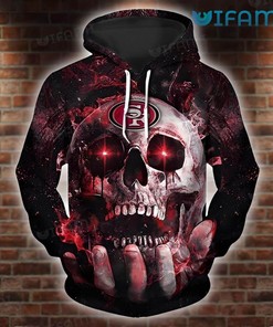 49ers Skull Hoodie 3D Hand Holding Skull San Francisco 49ers Gift