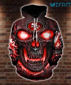 49ers Skull Hoodie 3D Hello Darkness My Old Friend San Francisco 49ers Gift