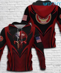 49ers Skull Hoodie 3D Punisher Skull USA Flag San Francisco 49ers Gift