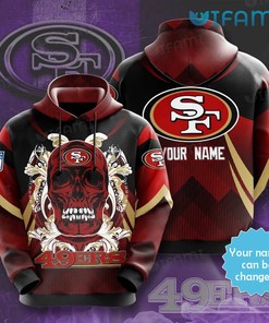 49ers Skull Hoodie 3D Skull Custom Name San Francisco 49ers Gift