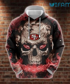 49ers Skull Hoodie 3D Smokey Skull San Francisco 49ers Gift