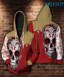49ers Skull Hoodie 3D Sugar Skull San Francisco 49ers Gift