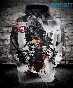 49ers Skull Hoodie 3D Tearing Out Football Helmet San Francisco 49ers Gift