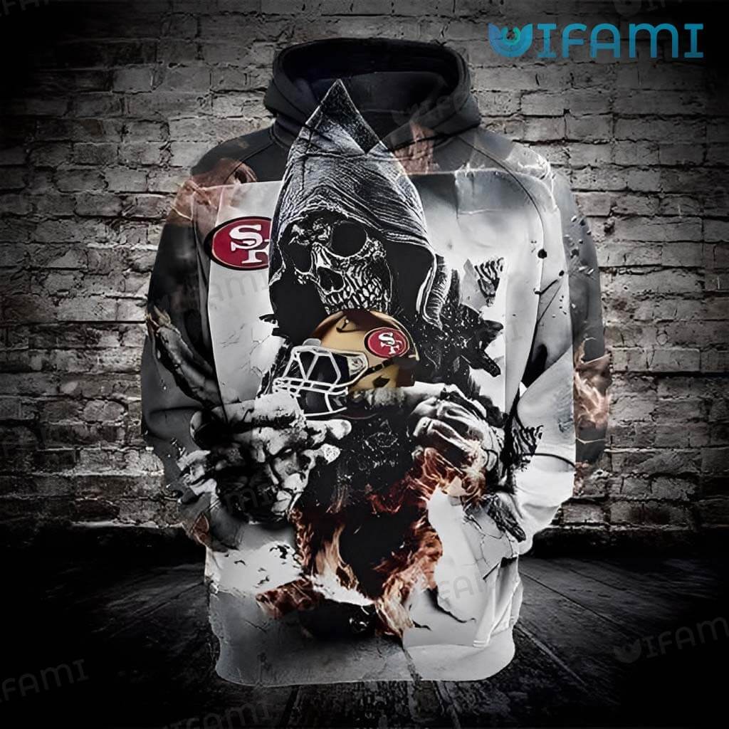 49ers Skull Hoodie 3D Tearing Out Football Helmet San Francisco 49ers Gift