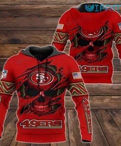 49ers Skull Hoodie 3D Tearing Skull San Francisco 49ers Gift