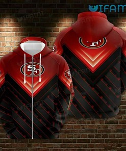 49ers Zip Up Hoodie 3D Black Diagonal Stripe Pattern San Francisco 49ers Gift