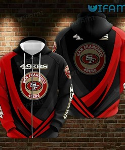 49ers Zip Up Hoodie 3D Circle Logo San Francisco 49ers Gift