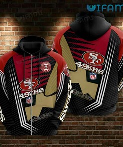 49ers Zip Up Hoodie 3D Diagonal Stripe Pattern San Francisco 49ers Gift