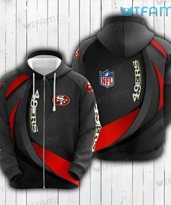 49ers Zip Up Hoodie 3D Grey Cross Pattern San Francisco 49ers Gift
