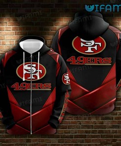 49ers Zip Up Hoodie 3D Red And Black San Francisco 49ers Gift