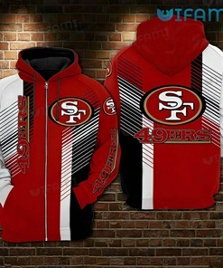 49ers Zipper Hoodie 3D Diagonal Stripe Texture San Francisco 49ers Gift