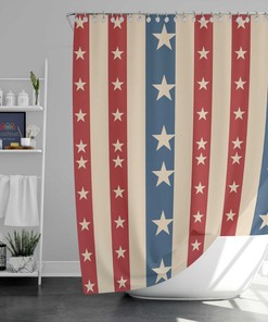 4Th July Usa America Flag Shower Curtain, Independence Day Celebration Stars Stripes Fabric Bathroom Curtain