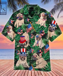 4th Of July Happy Pug Hawaiian Shirt