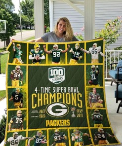 4-time Super Bowl Champions Green Bay Packers Quilt Blanket Bedding Set
