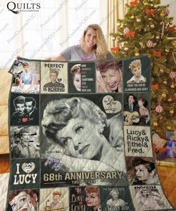 68th Anniversary I Love Lucy Christmas Quilt Blanket