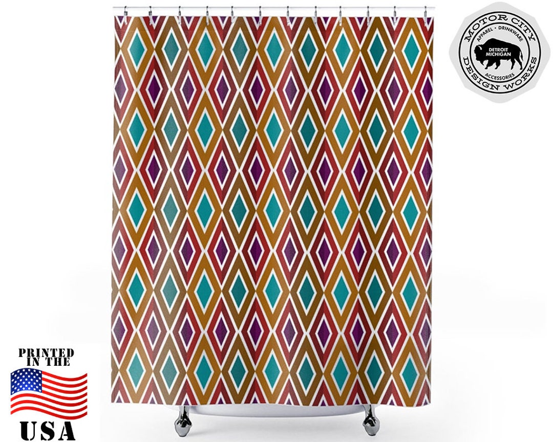 7 Diamonds Mid Century Modern Shower Curtain, Mcm, Modernist, Bathroom Decor, Century Modern