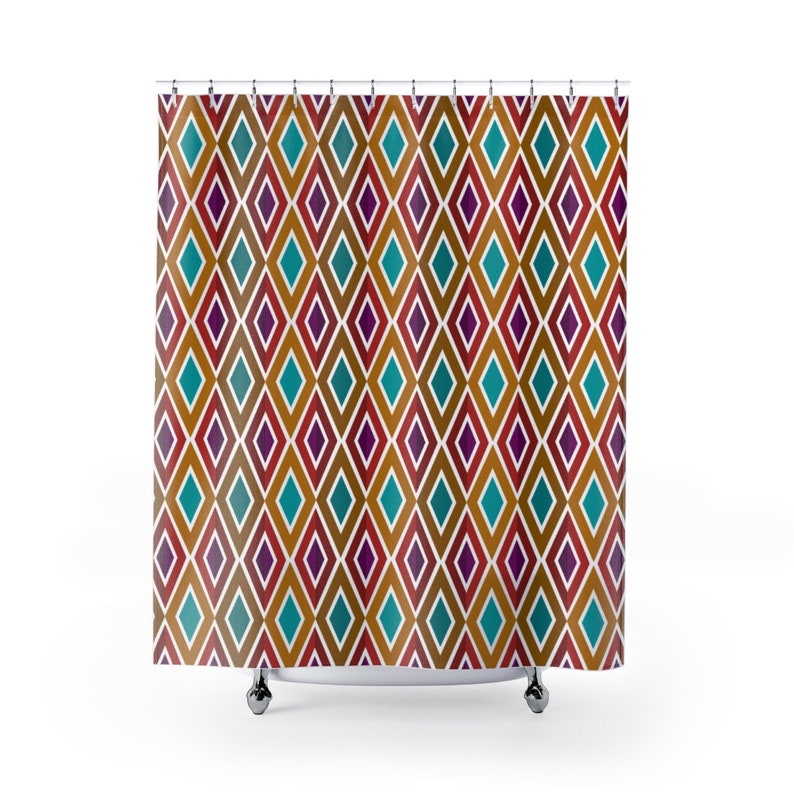 7 Diamonds Mid Century Modern Shower Curtain, Mcm, Modernist, Bathroom Decor, Century Modern - Image 3